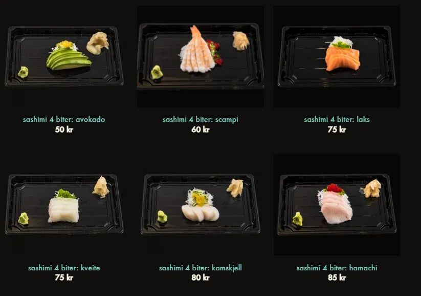 Japoniis Sushi Sashimi Meny