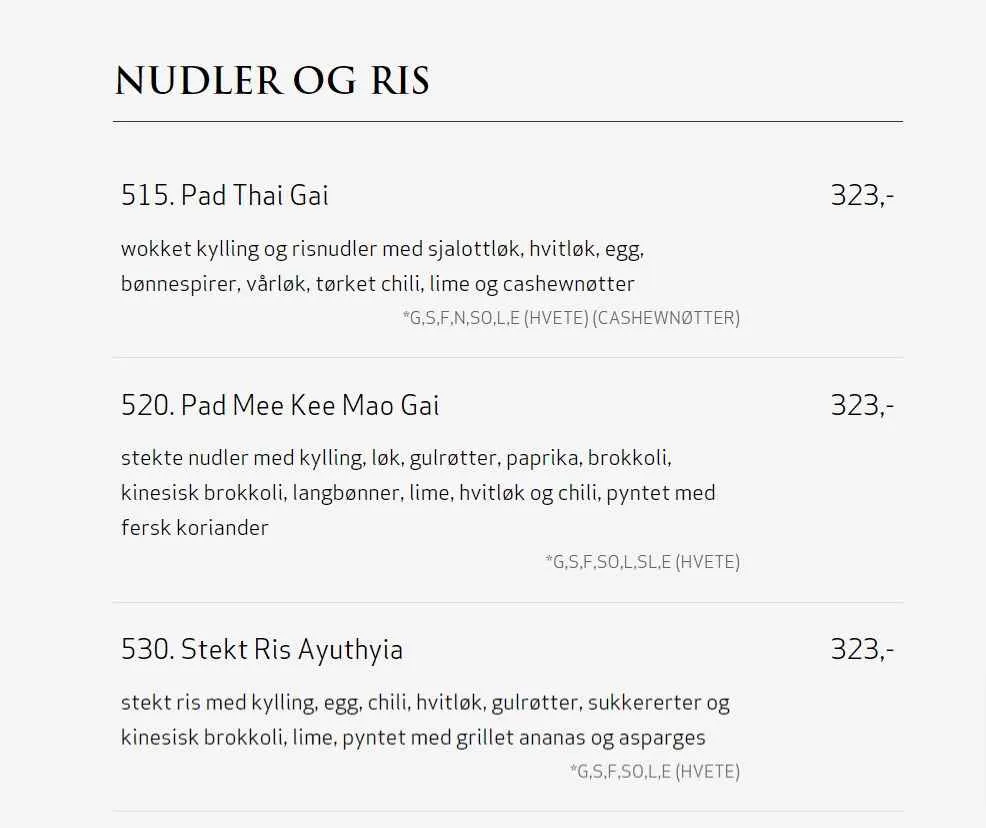 Thai market Ris / Nudler Meny