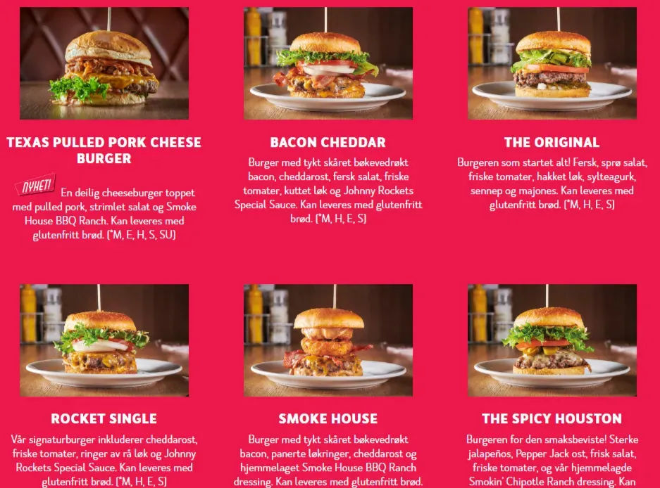 Johnny Rockets Signature Burgers Meny