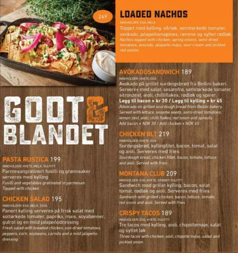 Montana Grill Godt & Blandet Meny